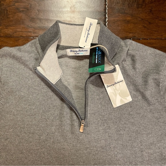 Tommy Bahama Island Zone Coolside Half Zip XLT Big And Tall Bala Shark Gray - Picture 9 of 10